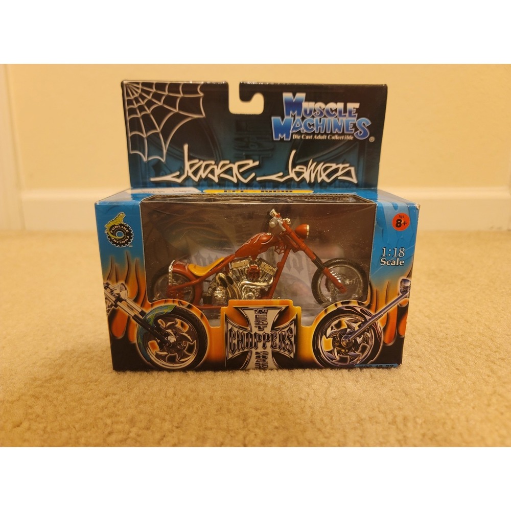 Muscle Machines CFL Rigid Motorcycle West Coast Choppers Jesse James 1:18 Red